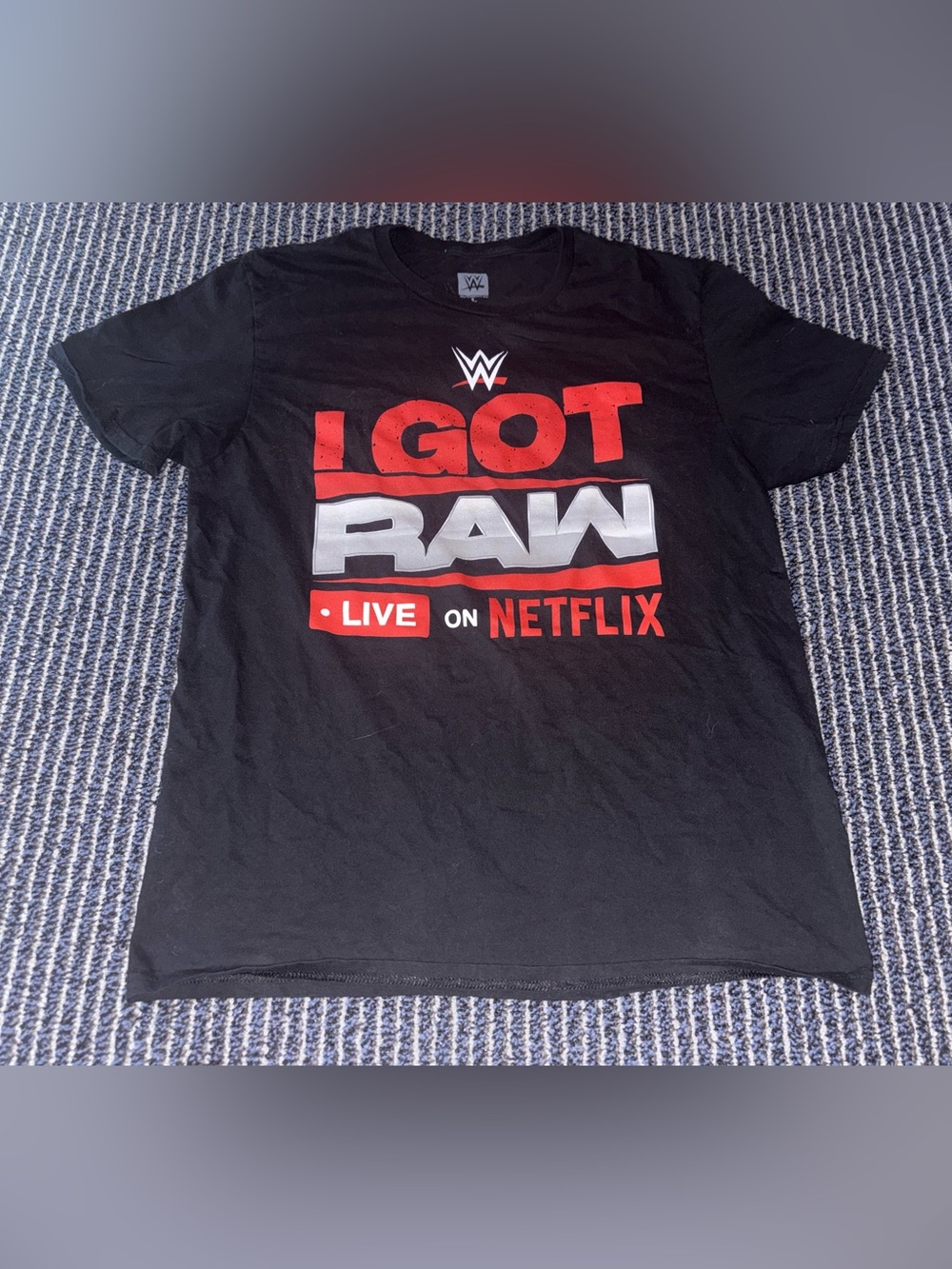 WWE I Got Raw I Was There Netflix Slim Large Shirt London Glasgow Brussels LA NY